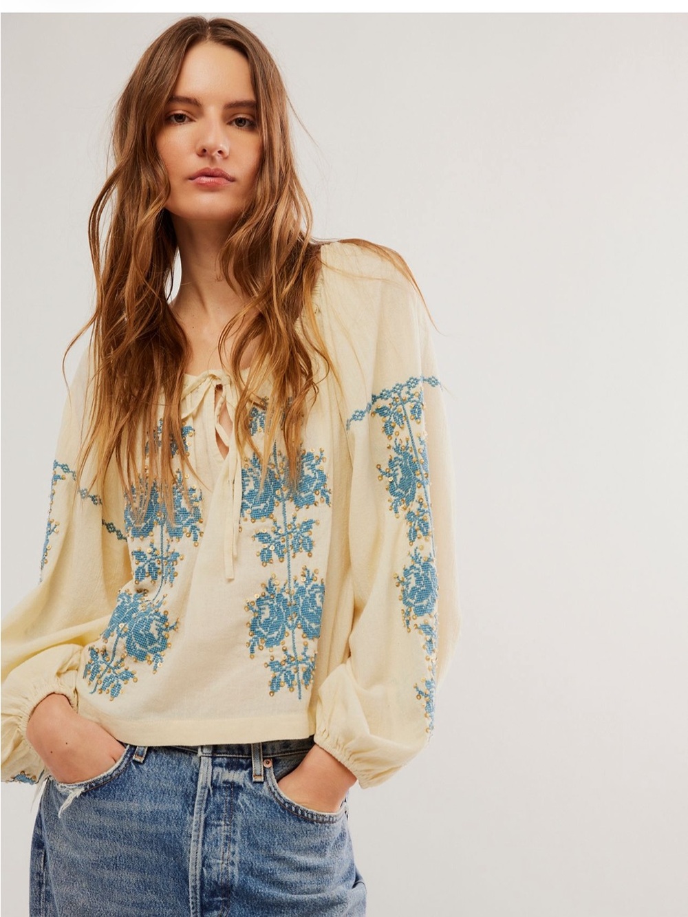 Free People Hayden embellished blouse